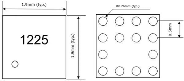 Mechanical Drawing - Toshiba TCWA1225G RF SPDT High-Power Antenna Switch